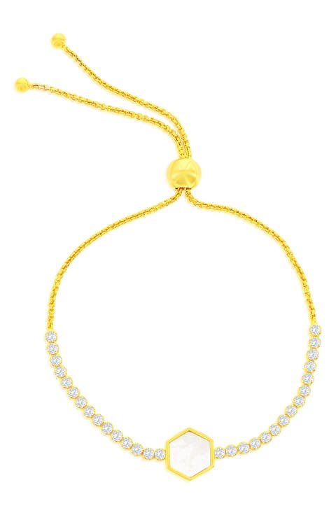 Hexagon Mother-of-Pearl & Cubic Zirconia Slider Bracelet