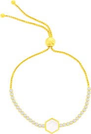 SIMONA Hexagon Mother-of-Pearl & Cubic Zirconia Slider Bracelet