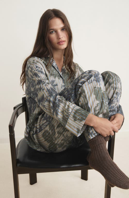 Mango Blurred Print Cotton Pajama Pants In Gray
