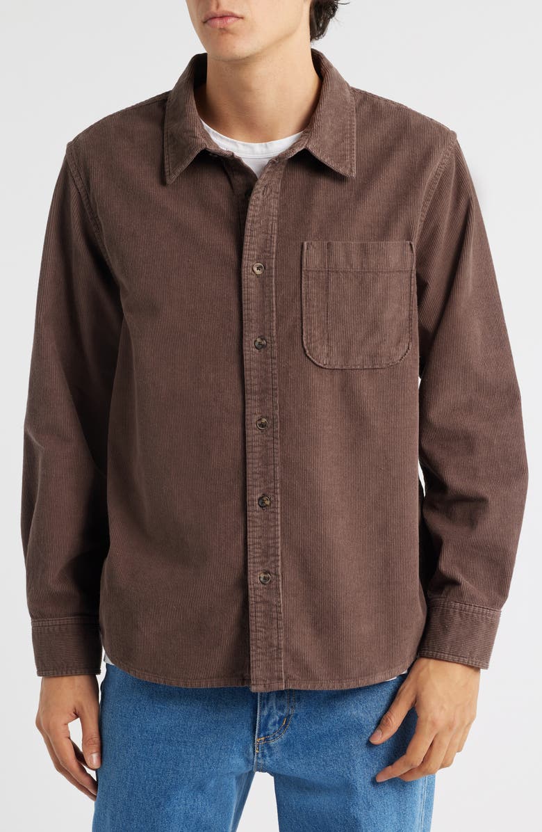 Corridor Cotton Corduroy Button-Up Shirt, Alternate, color, Brown
