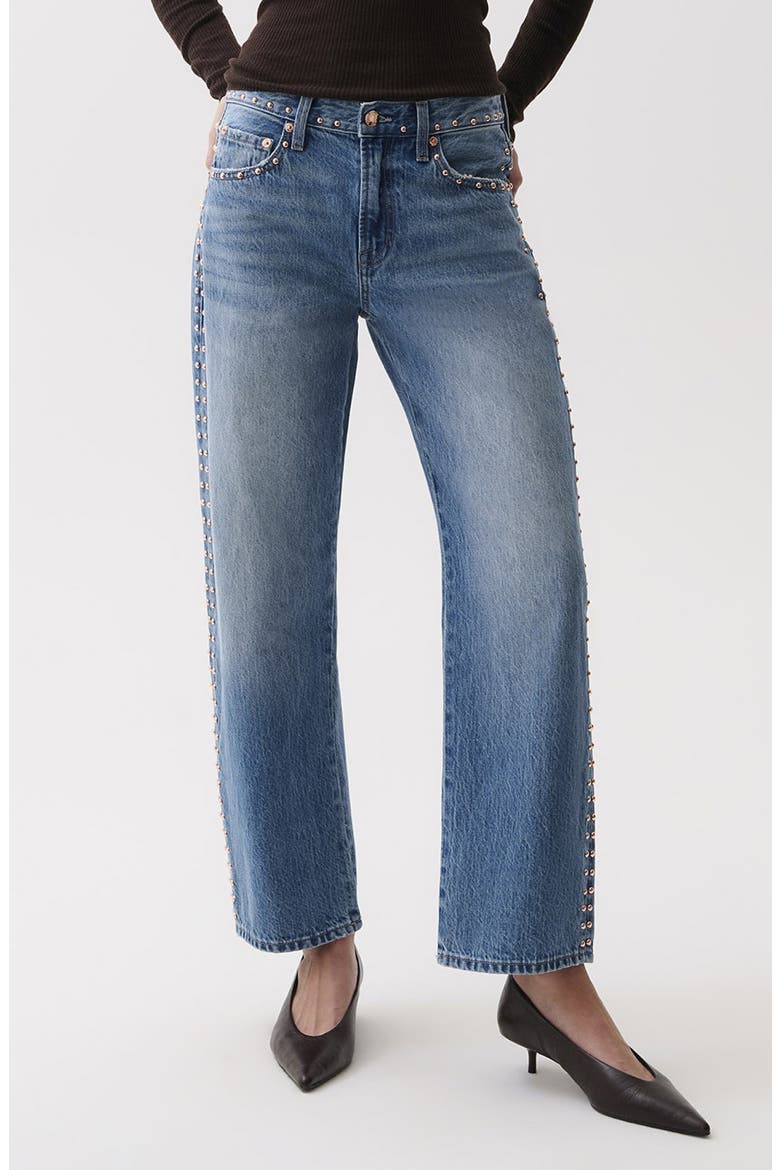 Lexi High Waist Ankle Straight Leg Jeans, Main, color, STAR STUDDED