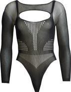 Hauty Pretty Long Sleeve Hosiery Thong Teddy