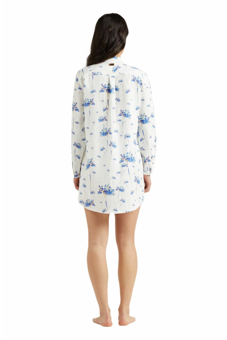 Women's Herbier Print Linen Shirt Dress, Alternate, color, OFF-WHITE