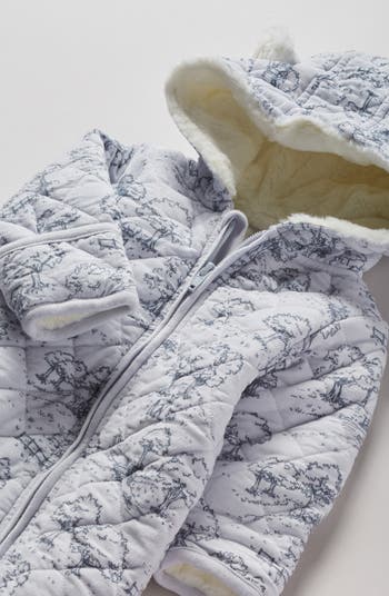 Ear Appliqué Quilted Faux Fur Lined Hooded Bunting