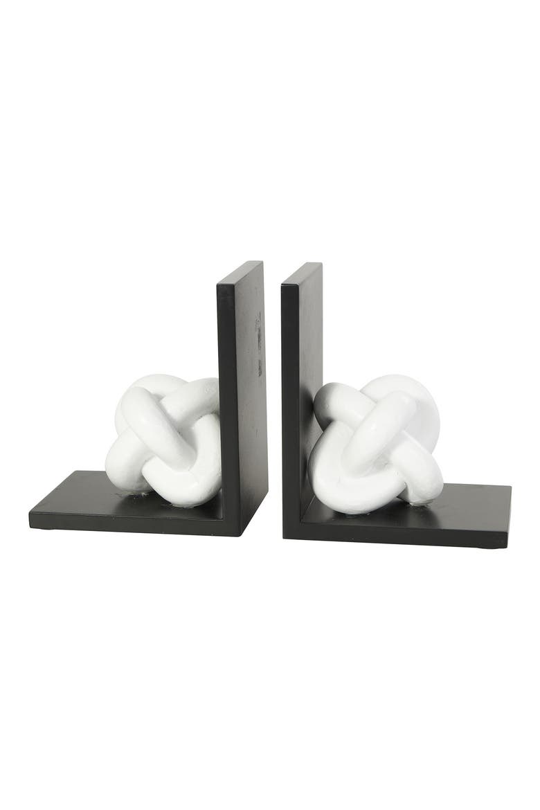 Contemporary Set of 2 Bookends, Alternate, color, WHITE