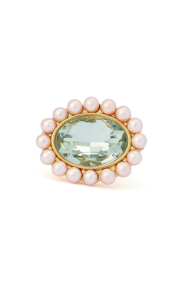 Kurt Geiger London Faux Pearl & Crystal Cocktail Ring, Alternate, color, Light Green