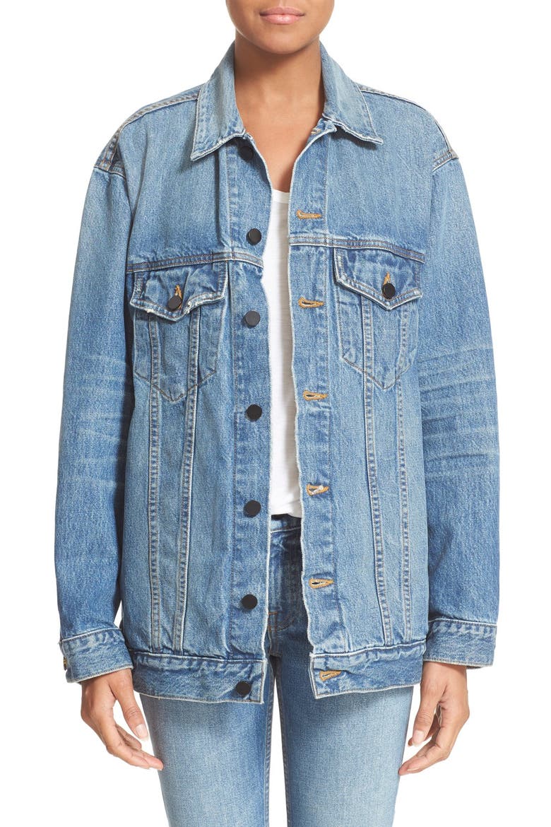 Daze Oversized Denim Jacket, Main, color, LIGHT INDIGO AGED