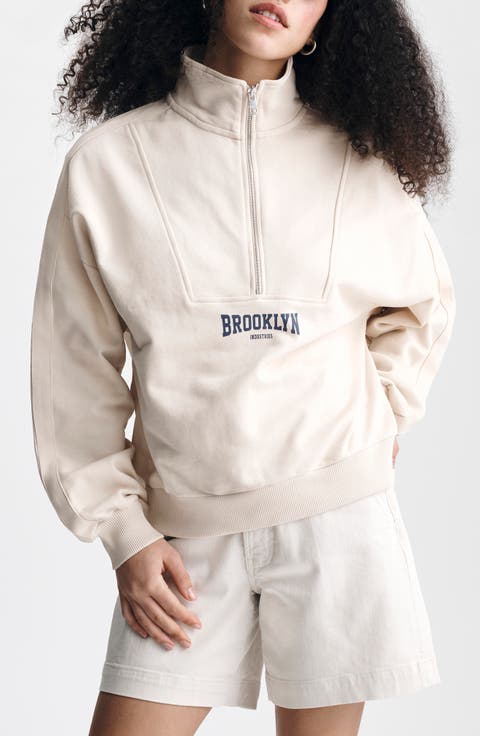 Brooklyn Oversize Half-Zip Cotton Sweatshirt