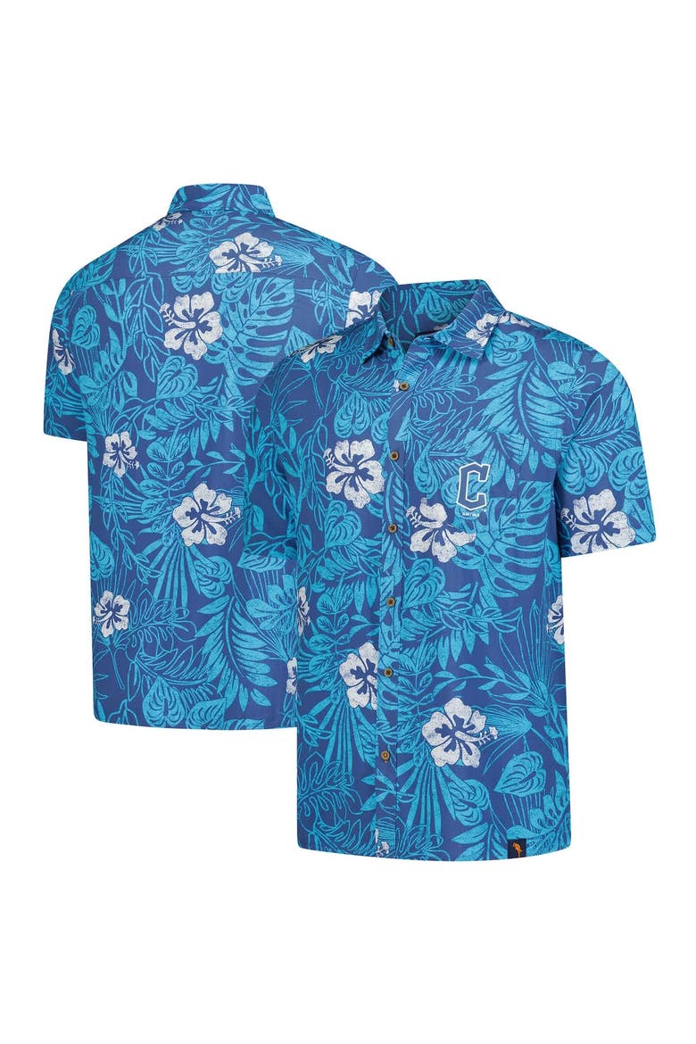 Men's Margaritaville Navy Cleveland Guardians Palm Shade Party Button-Up Shirt, Alternate, color, Navy