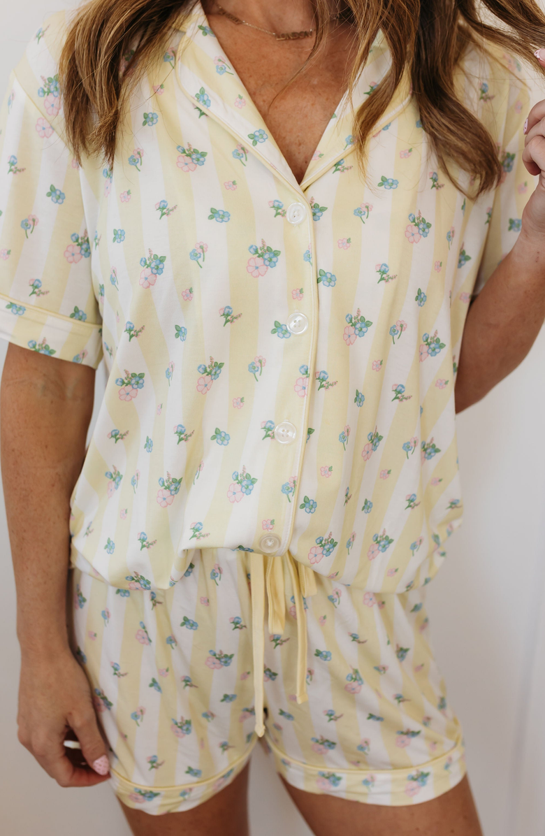 In My Jammers Harper Button Up Sleepwear Set, Alternate, color, Yellow Floral Stripe