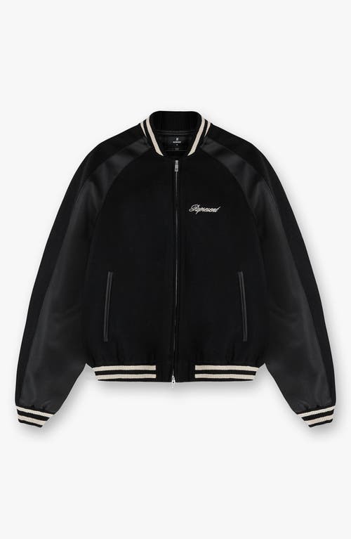 Represent Raglan Varsity Jacket In Black