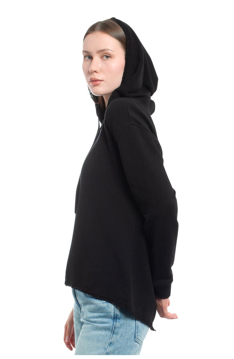 WILT Clothing Hi Lo Lace Hem Hoodie, Alternate, color, Black