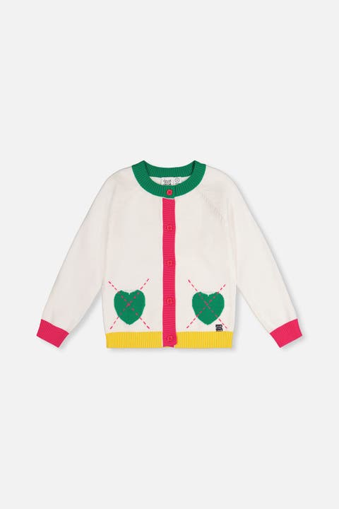 Heart Pocket Button Front Knitted Cardigan (toddler, Little Kid & Big Kid)