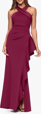 Xscape Evenings Ruffle Scuba Knit Gown