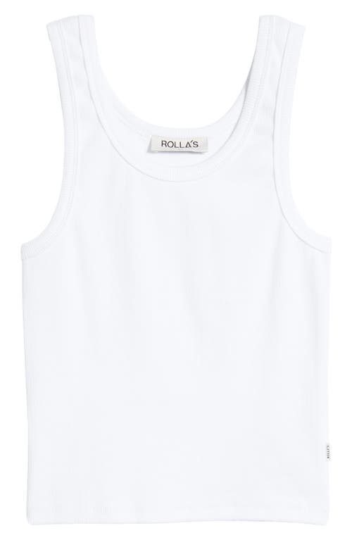 Rolla's Toni Stretch Organic Cotton Ribbed Crop Tank In White