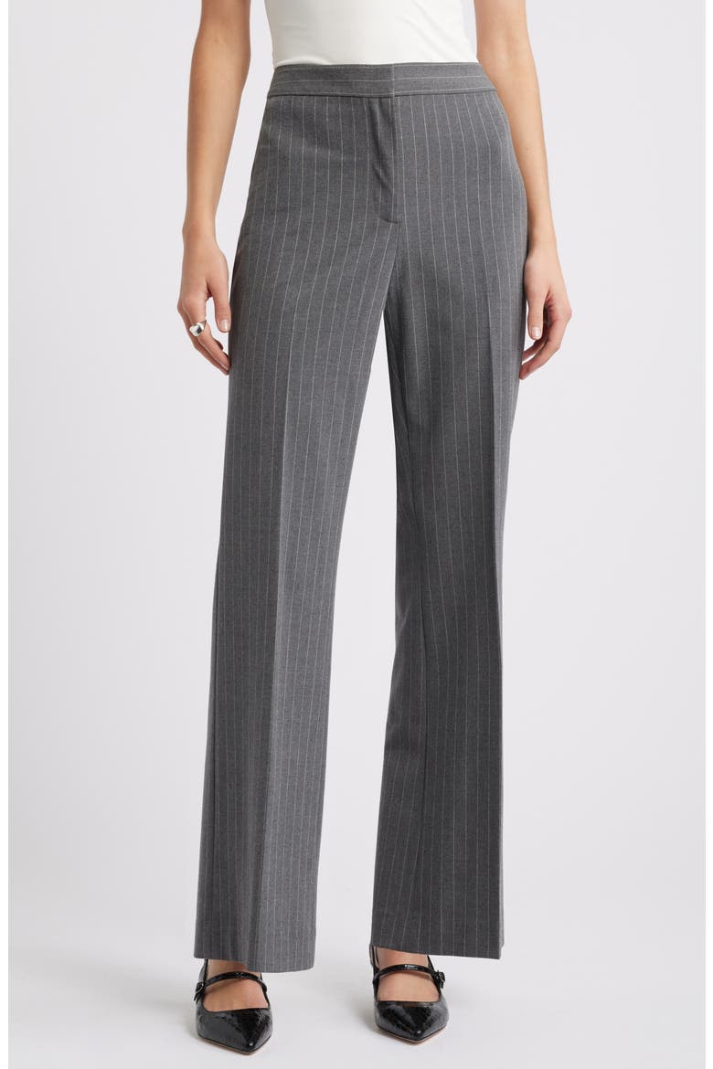 Pinstripe Flare Pants, Main, color, GREY HEATHER EDIE STRIPE