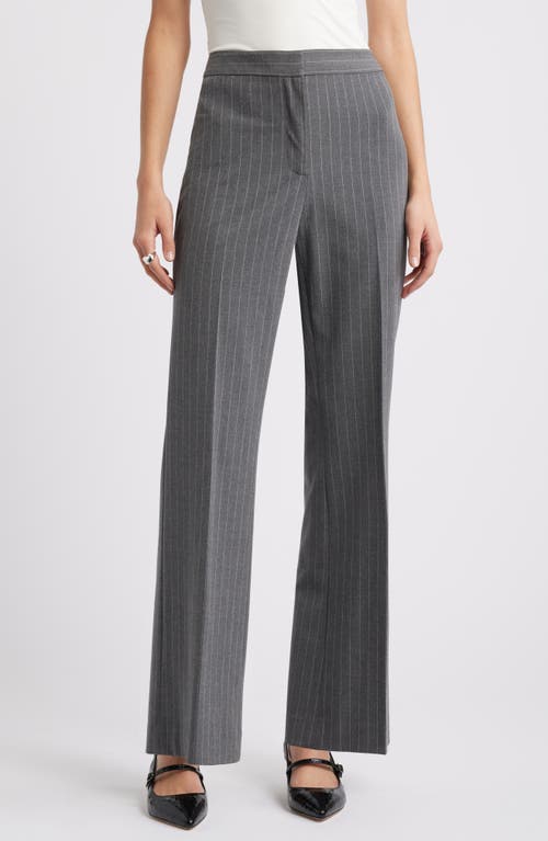 Open Edit Pinstripe Flare Pants In Grey Heather Edie Stripe