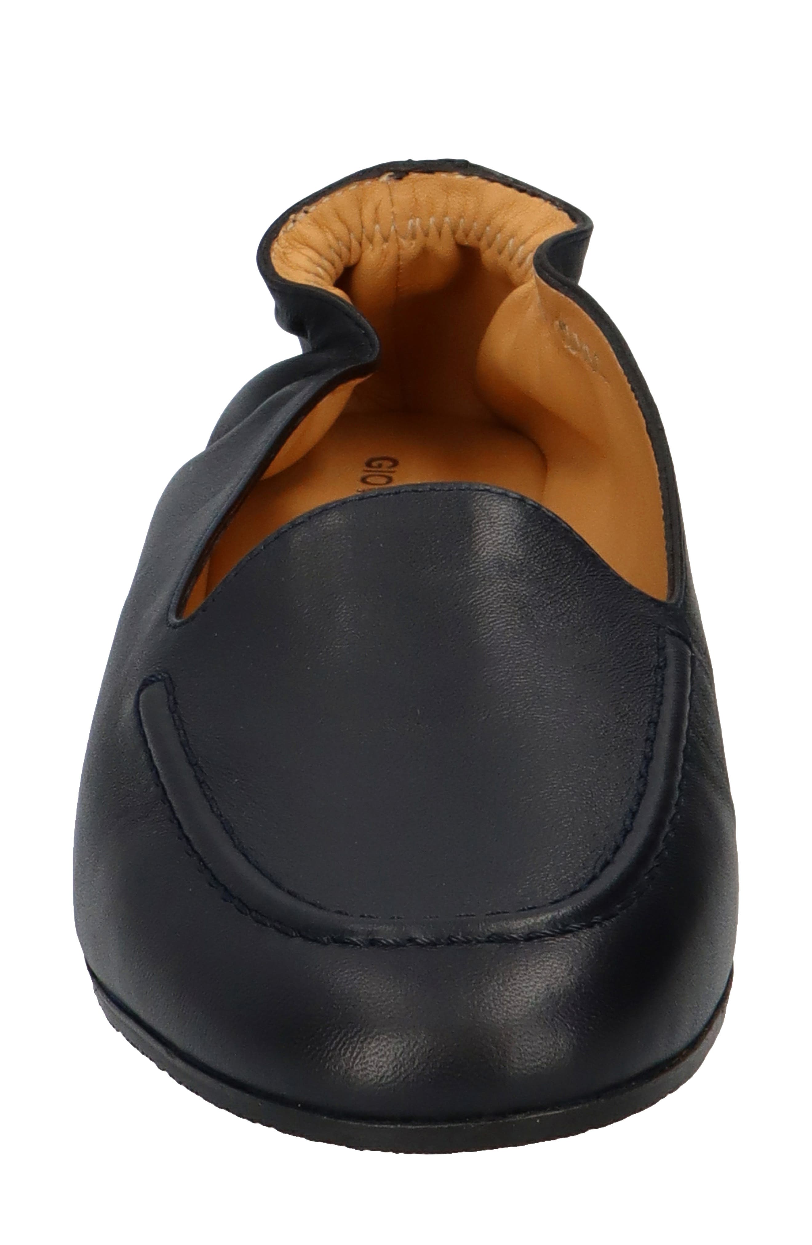 Ruched Leather Loafer, Alternate, color, NAVY