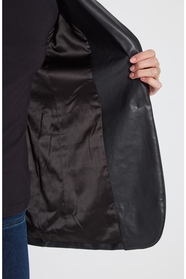'Lyssentials Faux Leather Blazer, Alternate, color, BLACK