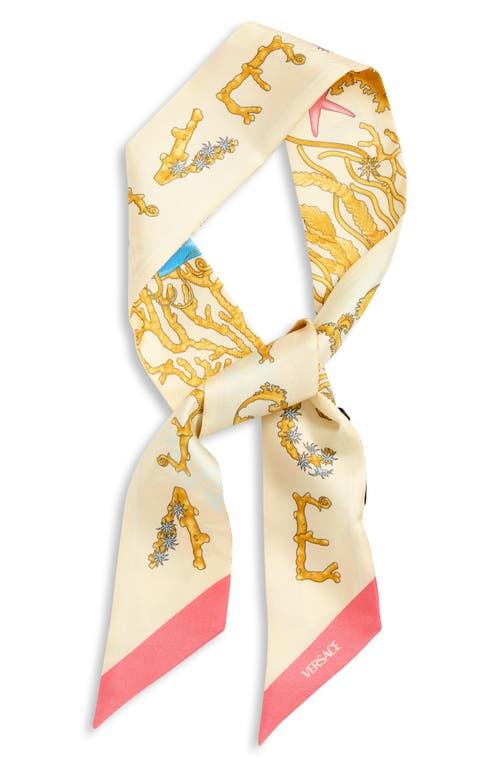 Versace Underwater Barocco Silk Skinny Scarf