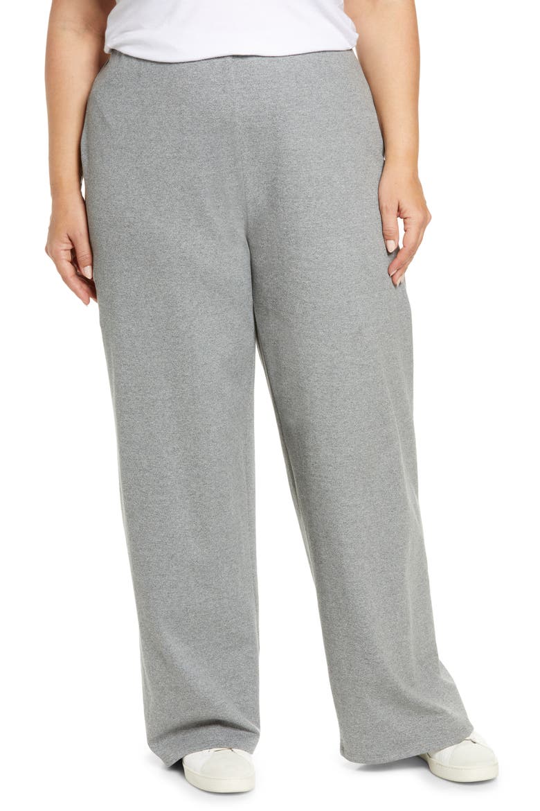 Mélange Wide Leg Stretch Organic Cotton Pants, Main, color, METOR