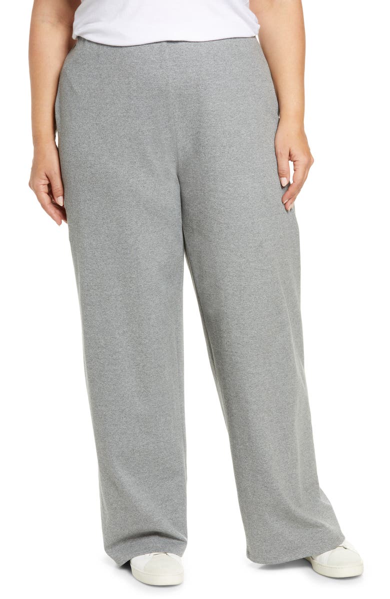 Eileen Fisher Mélange Wide Leg Stretch Organic Cotton Pants, Main, color,