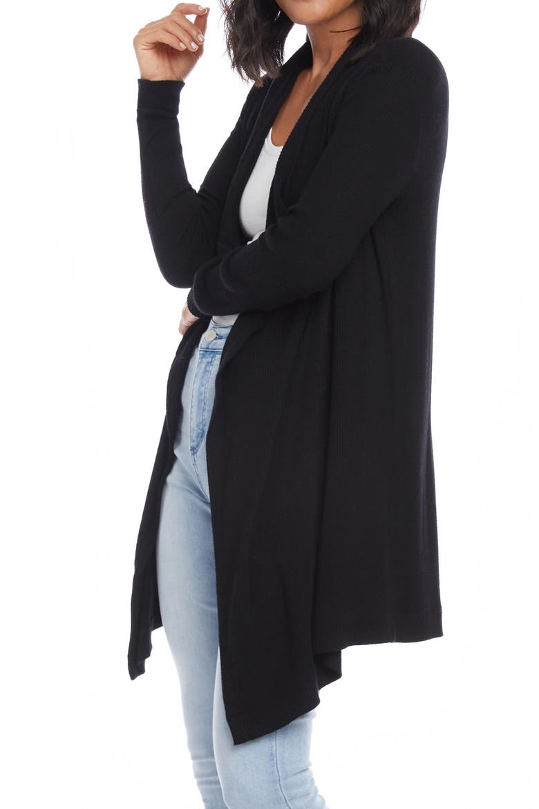 Drape Front Cardigan, Alternate, color, BLACK