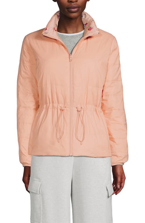 Lands' End Wanderweight Reversible Packable Down Jacket In Pink/oyster Pink Floral