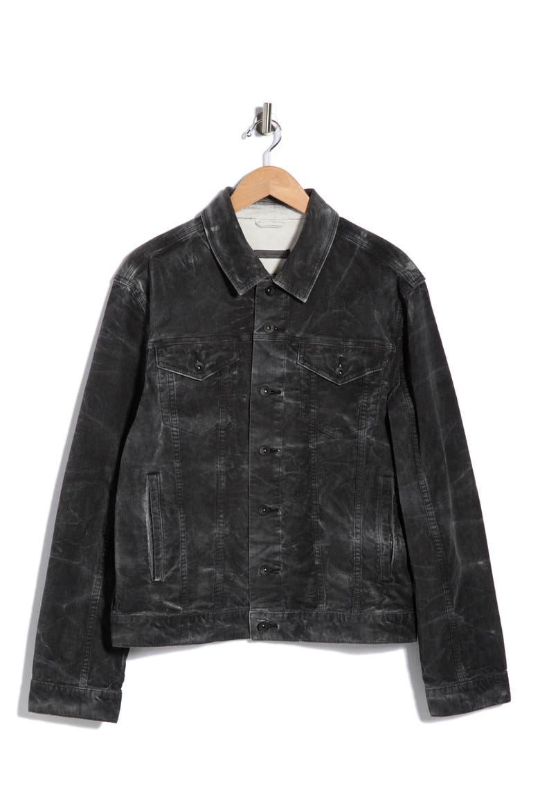 Wesley Stretch Cotton Trucker Jacket, Alternate, color, BLACK