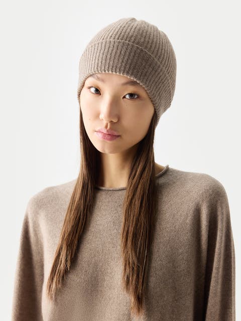 Cashmere Ribbed Knit Hat