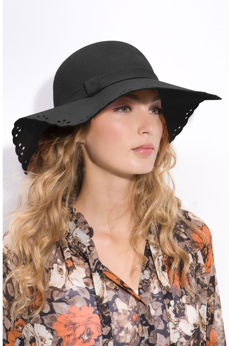 Laser Cut Floppy Hat, Main, color, BLACK