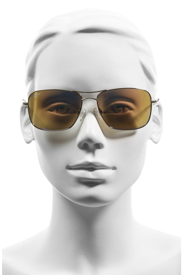Wiki Wiki 59mm Polarized Aviator Sunglasses, Alternate, color, SILVER/ BLUE HAWAII