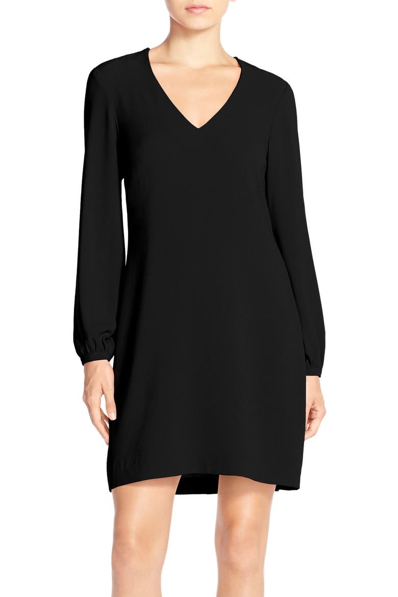 Crepe A-Line Dress, Main, color, BLACK