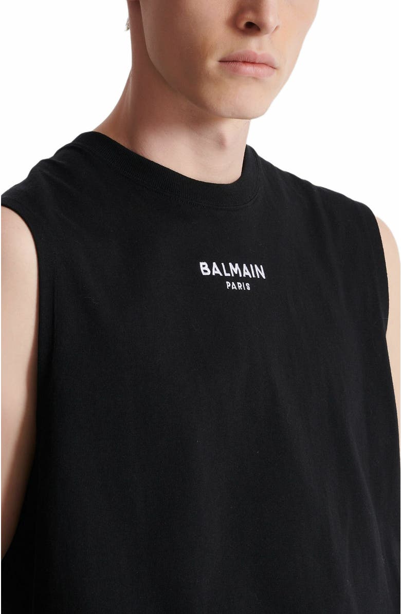 Balmain Paris Embroidered Vest Top, Alternate, color, Black