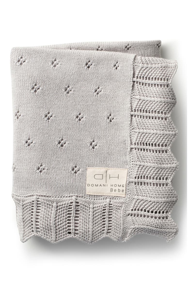 Scallop Pointelle Baby Blanket, Main, color, NIMBUS