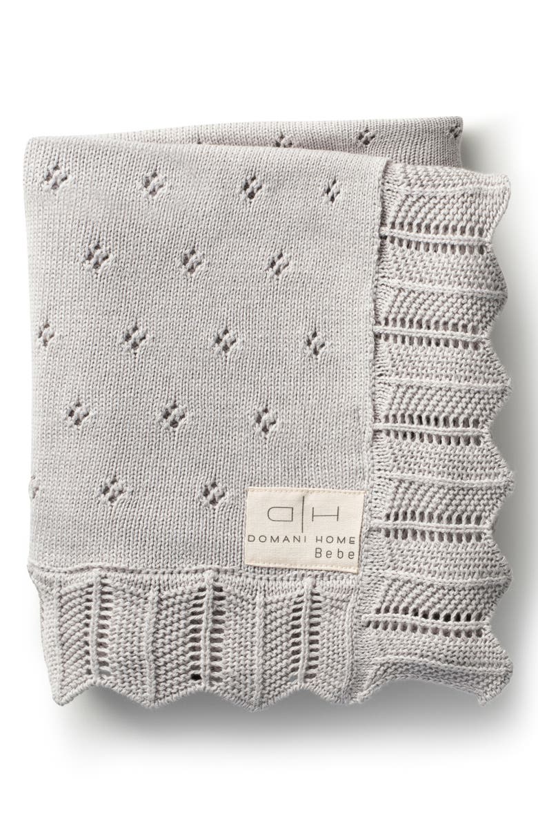 Domani Home Scallop Pointelle Baby Blanket, Main, color, Nimbus