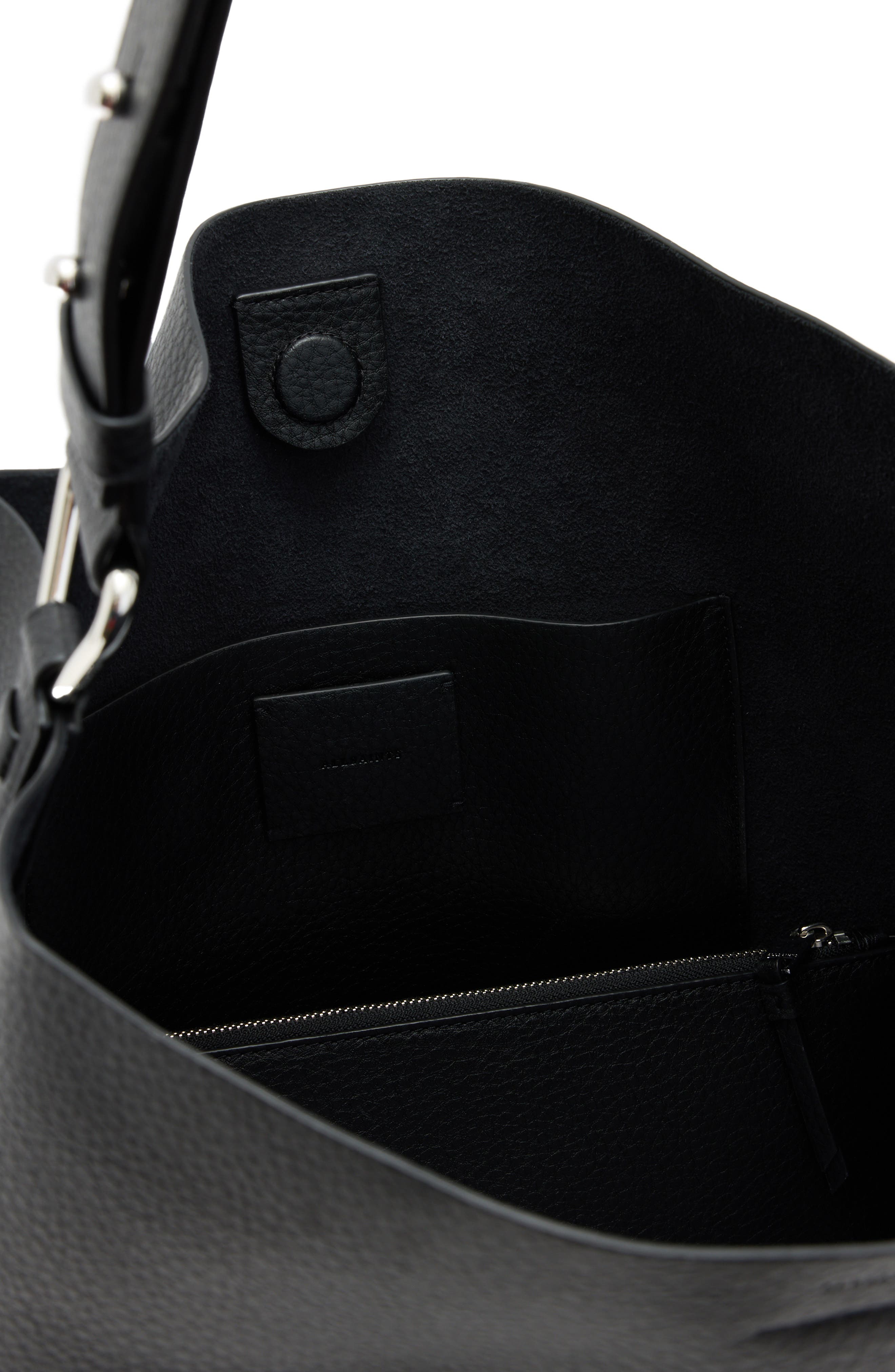AllSaints Captain N/S Leather Shoulder Bag, Alternate, color, Black