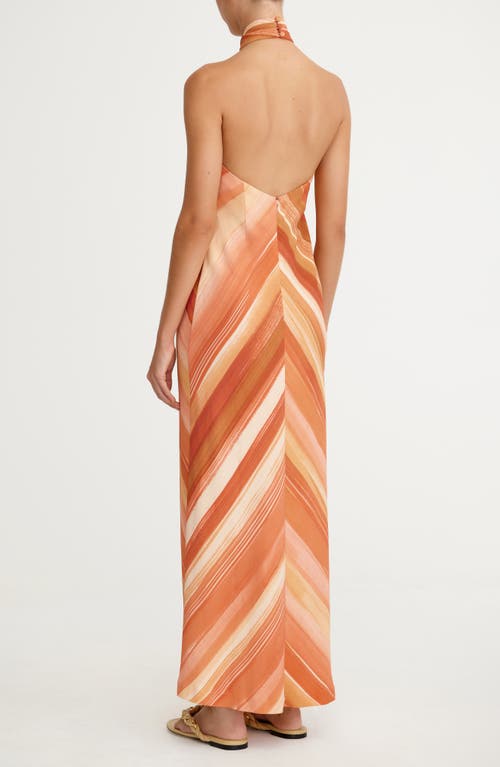SIGNIFICANT OTHER SIGNIFICANT OTHER PATRICE CHEVRON STRIPE HALTER NECK MAXI DRESS