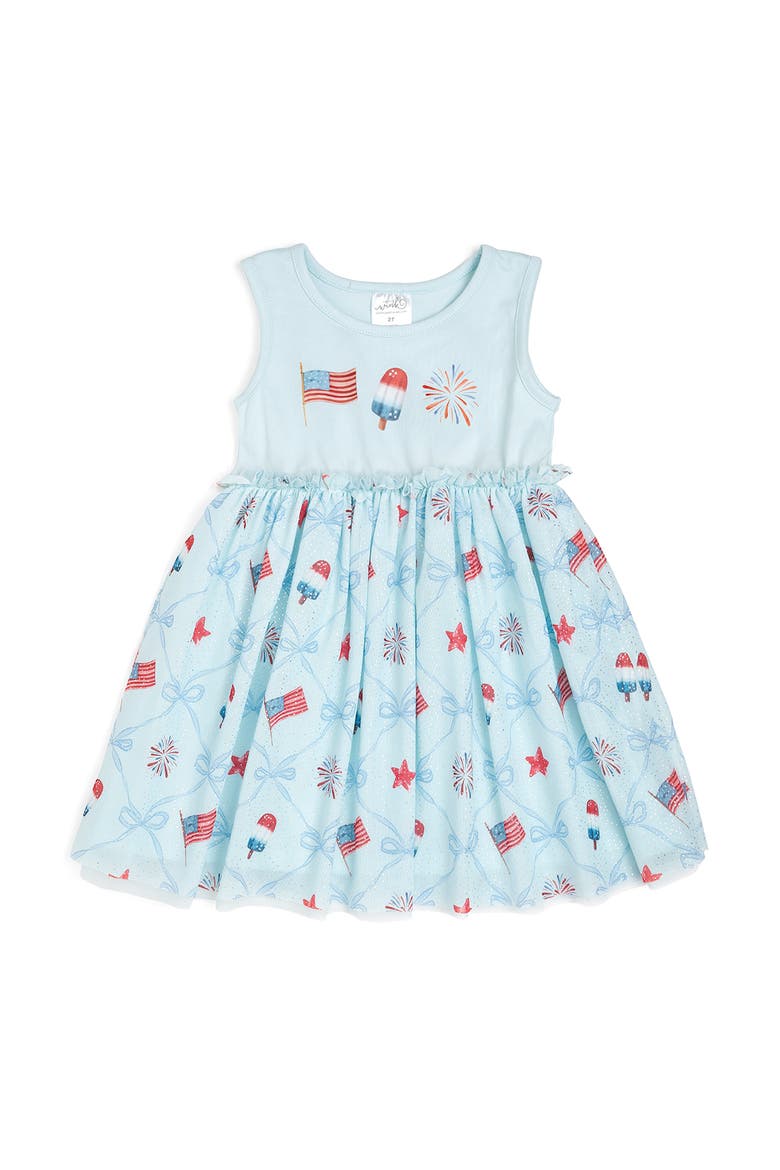 Patriotic Trellis Tank Tutu Dress, Main, color, Light Blue