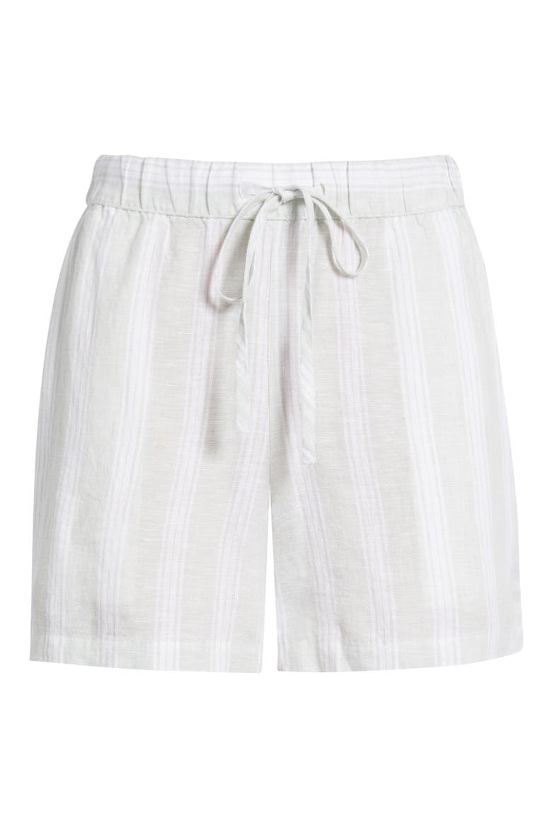 Linen Drawstring Shorts, Alternate, color, GREEN- WHITE TAY STRIPE