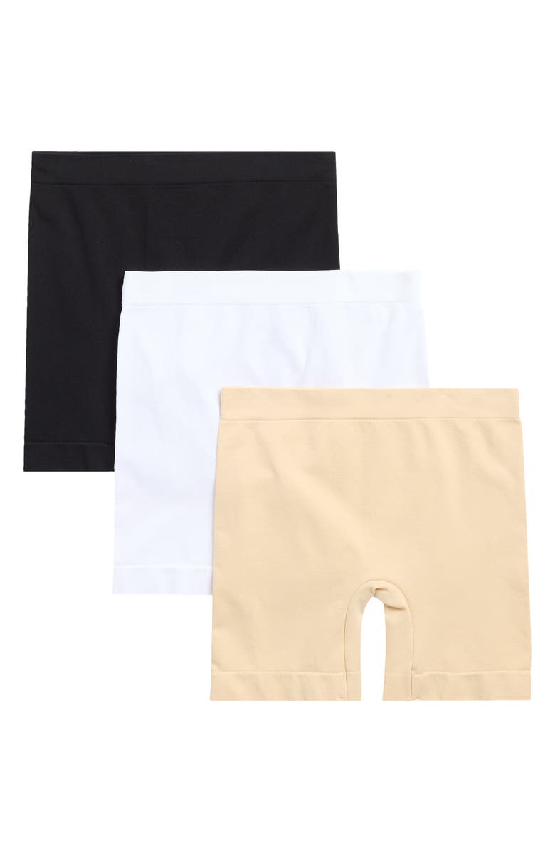 BODY BEAUTIFUL 3-Pack Seamless Slip Shorts, Main, color, Black/ White/ Nude