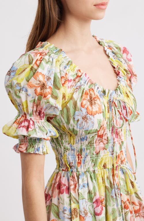 Shop Doen Dôen Ischia Floral Convertible Organic Cotton Maxi Dress In Blanc Anemone Bloom