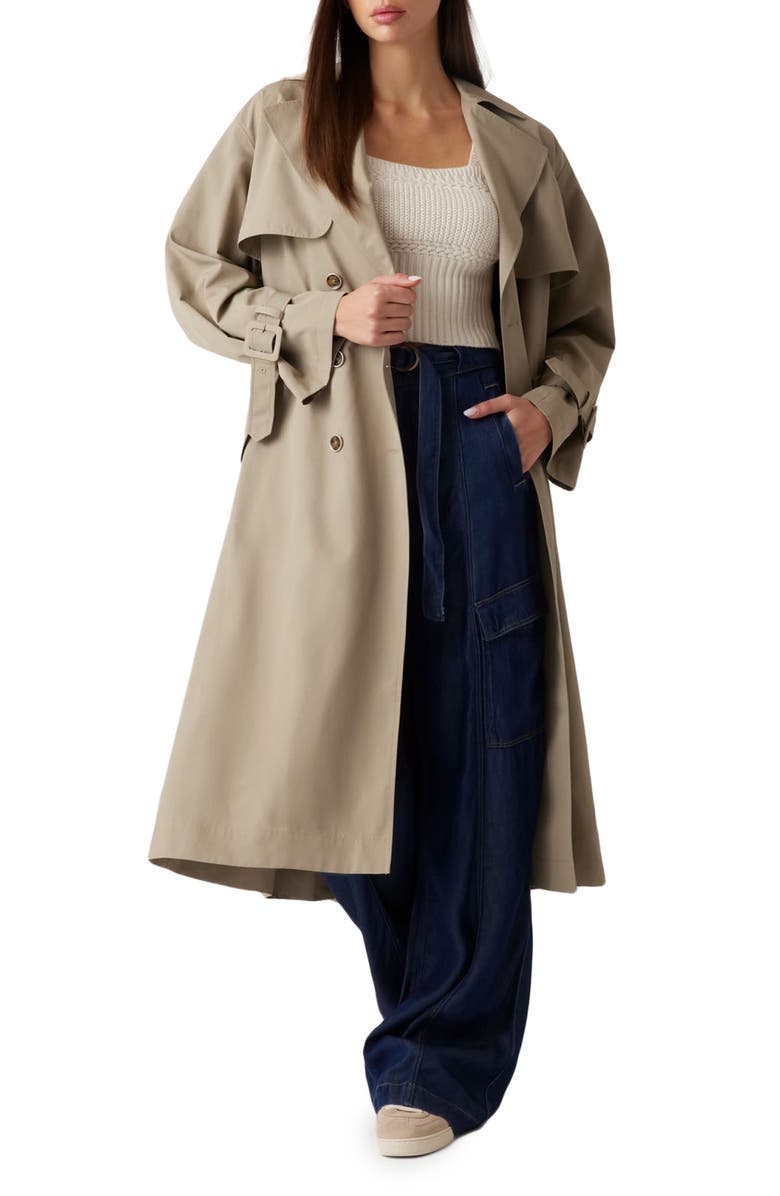 GUESS Amira Trench Coat, Main, color, Khaki