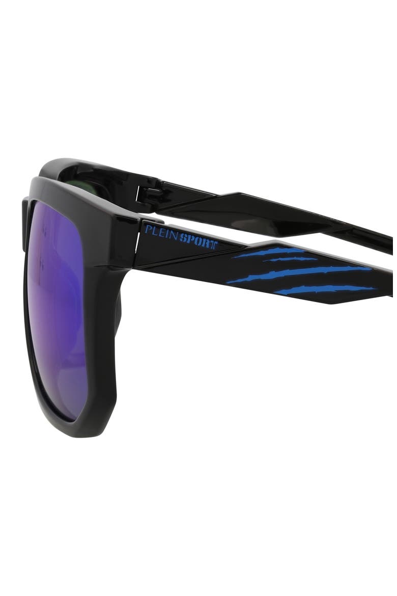 Sport 56mm Square Sunglasses, Alternate, color, BLACK BLACK BLUE