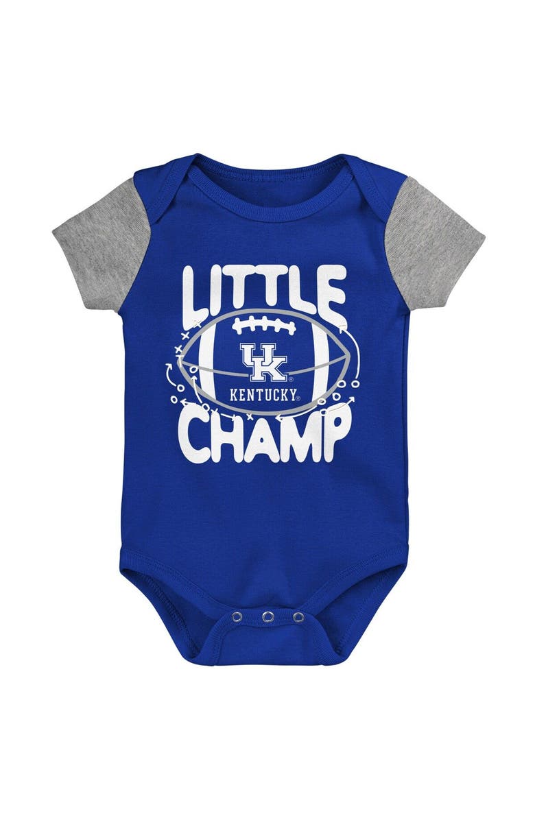 Outerstuff Newborn & Infant Royal/Heather Gray Kentucky Wildcats Little Champ Bodysuit Bib & Booties Set, Alternate, color, 