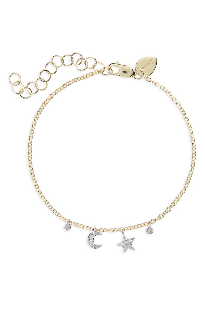 Meira T Moon and Star Diamond Bracelet, Main, color,