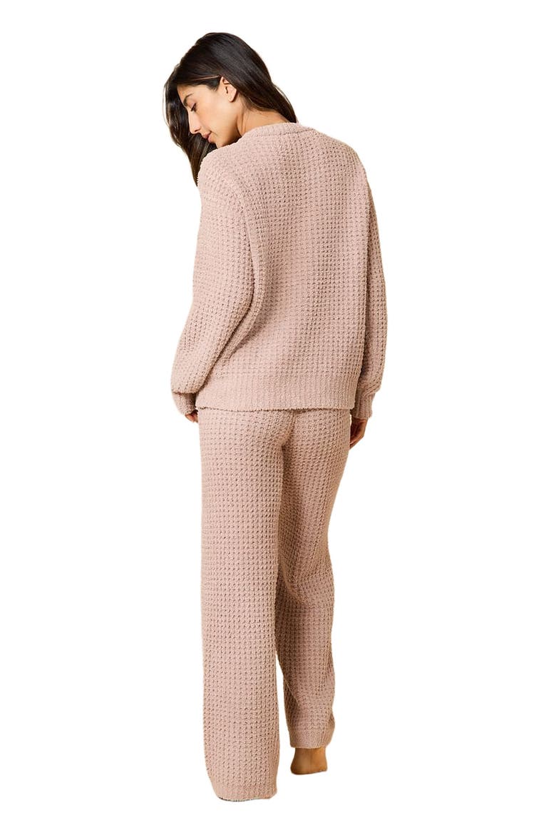 Waffle Marshmallow V-Neck Lounge Set, Alternate, color, Coco