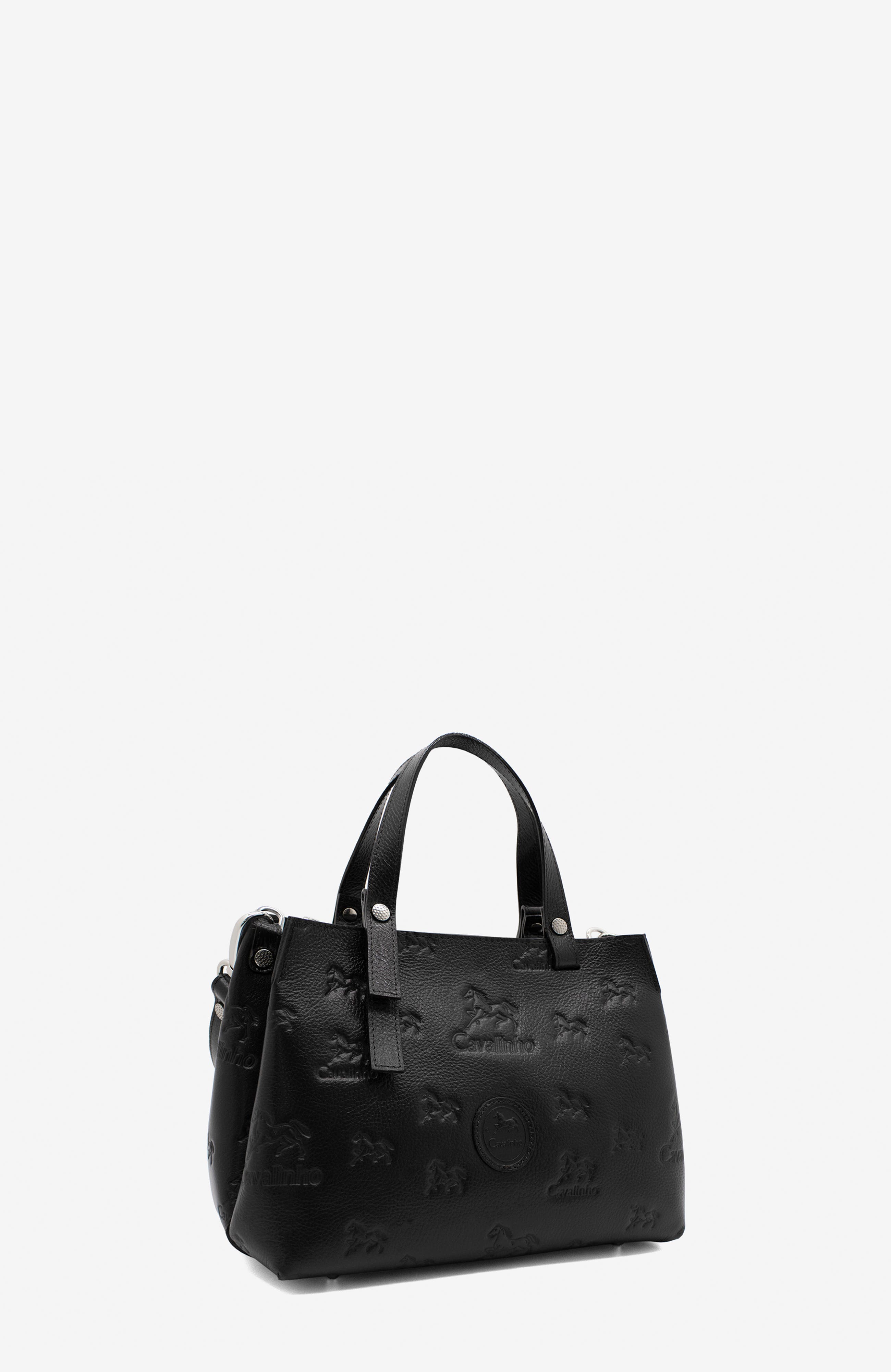 Cavalo Lusitano Embossed Leather Handbag 490, Alternate, color, Black