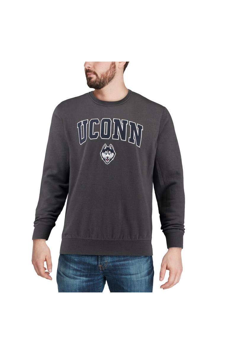 COLOSSEUM Men's Colosseum Charcoal UConn Huskies Arch & Logo Crew Neck Sweatshirt, Alternate, color, Charcoal