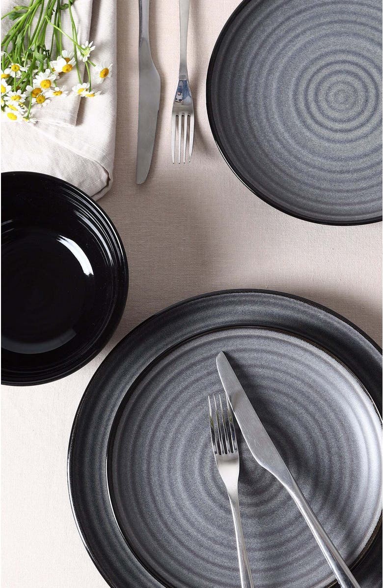 Stone Lain Dua Stoneware 12-Piece Dinnerware Set, Alternate, color, Black
